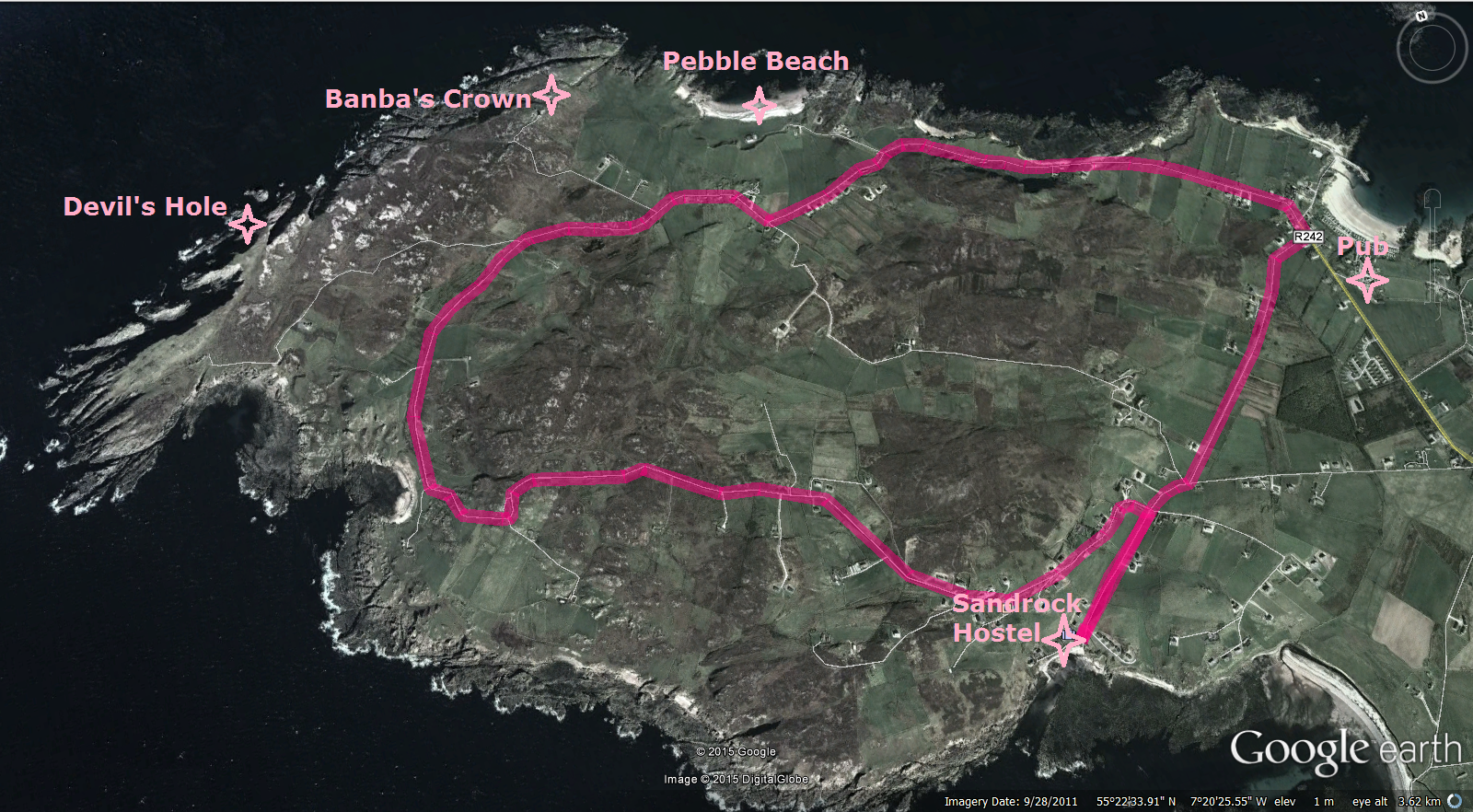 Roads and sites around Malin Head